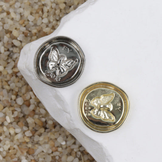 17.5/20/23mm Silver Gold Butterfly Metal Shank Buttons for Sweaters Coats 20pcs