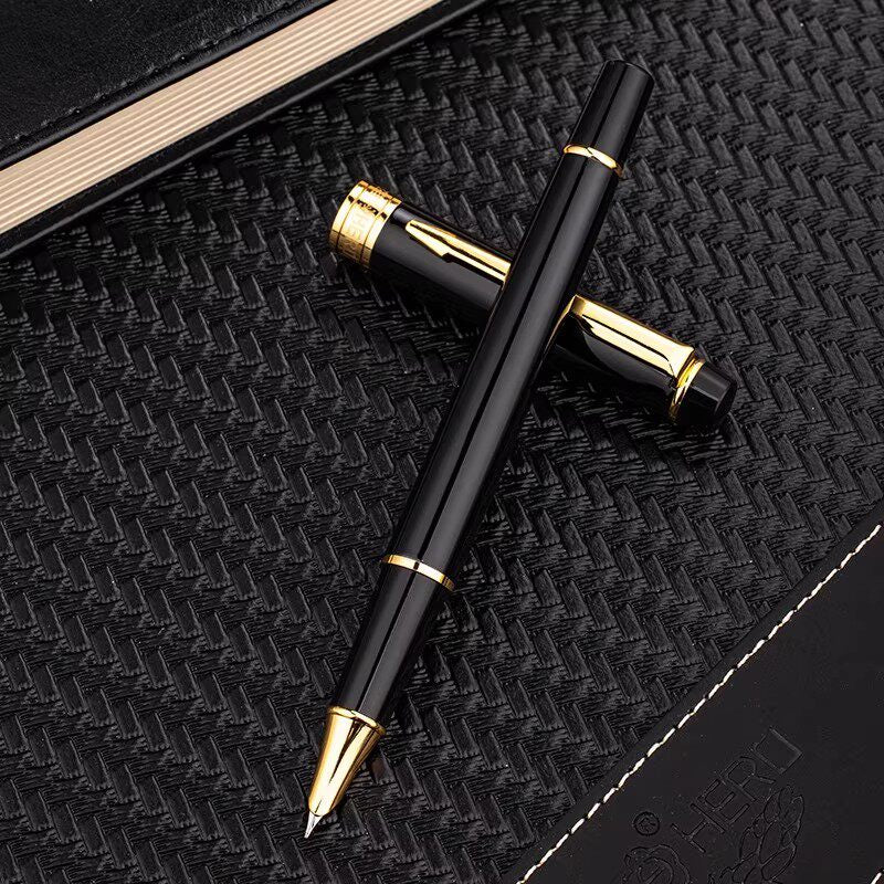 Hero E608 Fountain Pen – Black Lacquer Gold Clip EF 0.38MM