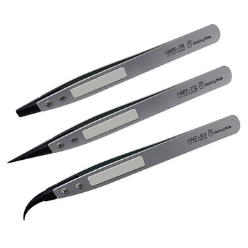 HobbyMio ESD Tweezers Set of 3 – Wide Narrow Curved Tip Gundam Model Tool