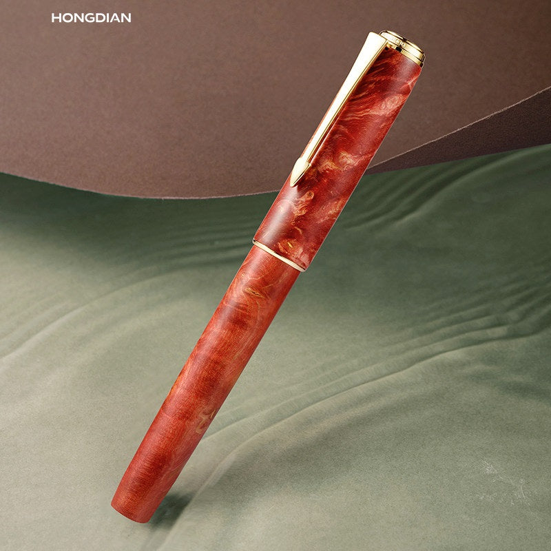 Hongdian A7 Fountain Pen – Stabilized Wood Body Red