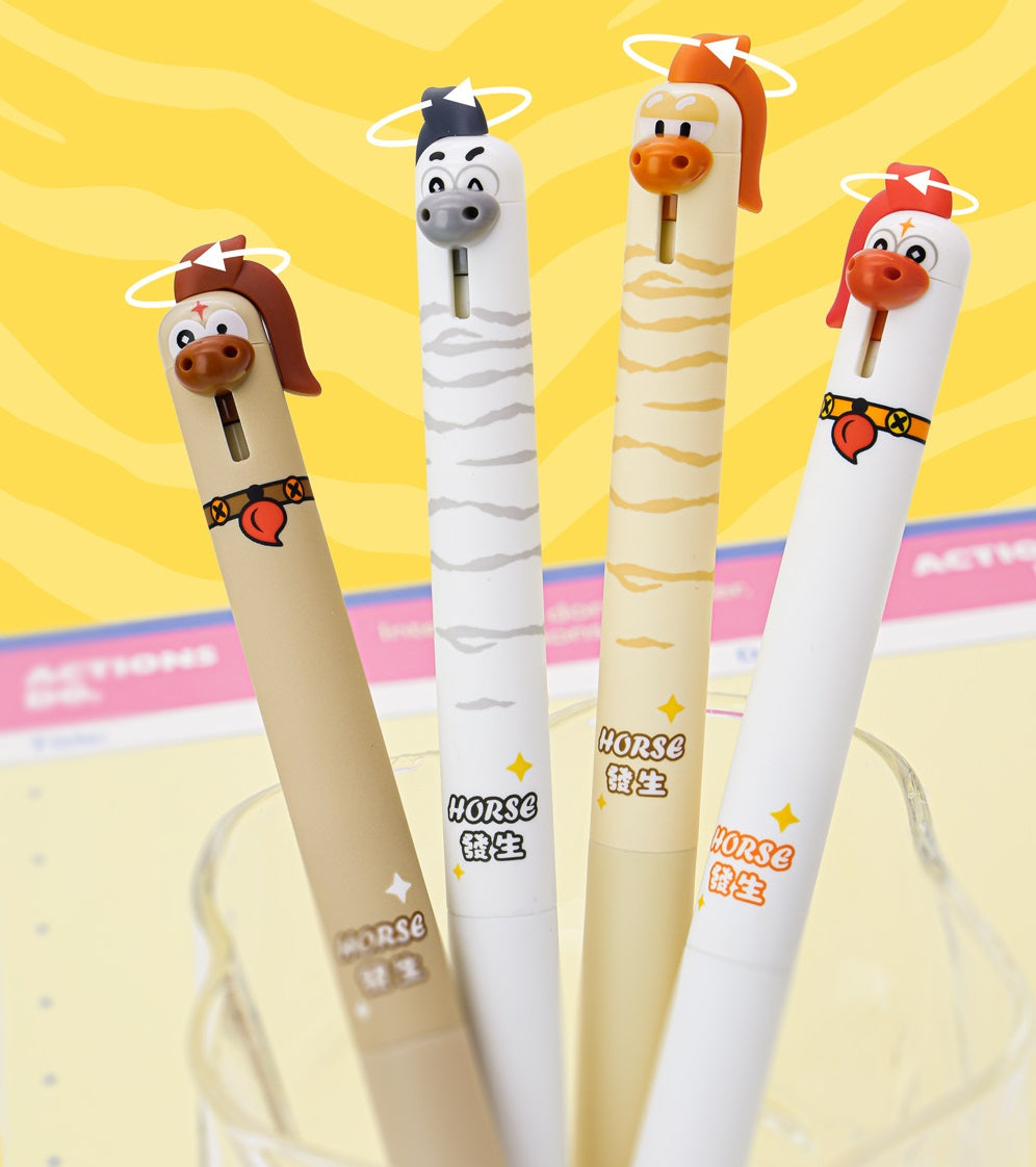 Horse Retractable Gel Pens 0.5mm Black Ink 12 Pack – Year of Horse