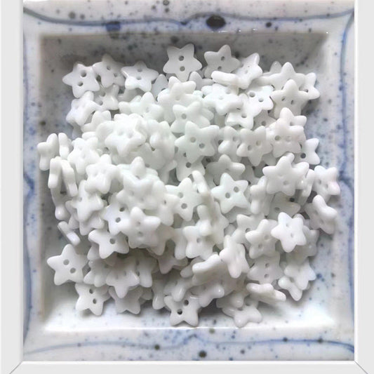 Star Ceramic Buttons for Children's Clothing,50pcs White