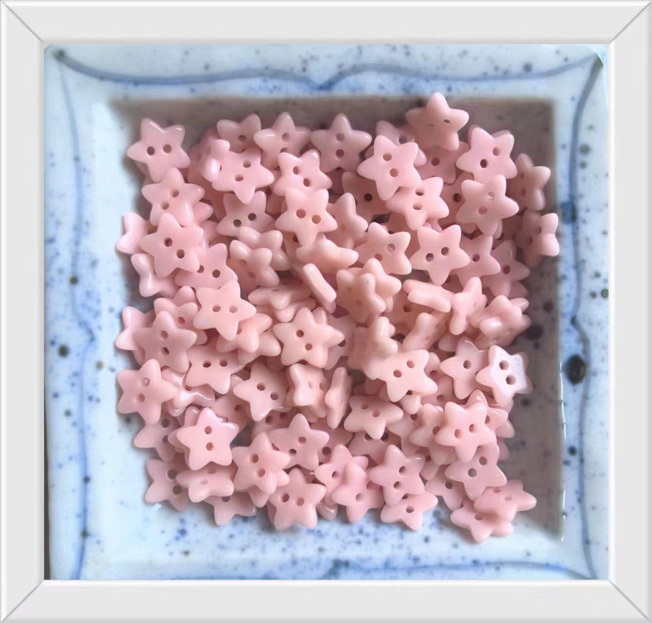 Pink star ceramic buttons for children's clothing, 50 pcs