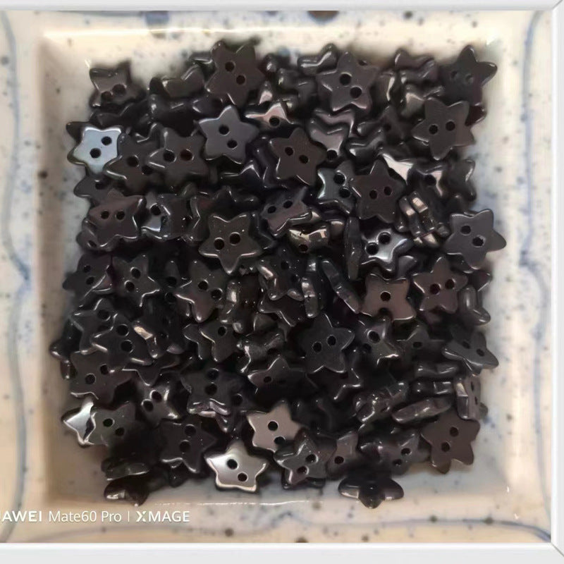 Black star ceramic buttons for children's clothing, 50 pcs