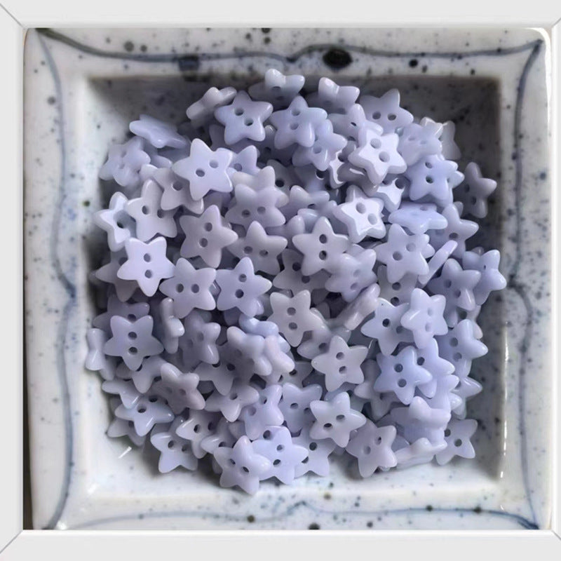 Light purple star ceramic buttons for children's clothing, 50 pcs
