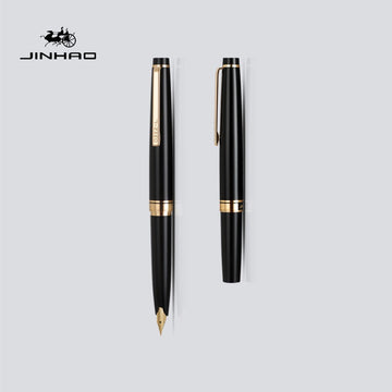 Plnicí pero Jinhao 59 Mini — kompaktní 118mm černé tělo, zlatá spona, včetně konvertoru