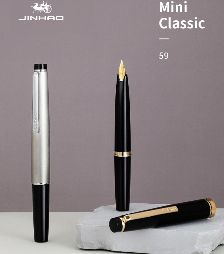 JINHAO 59 Fountain Pen | Vintage Pocket Pen for Business & Daily Writing | 118mm