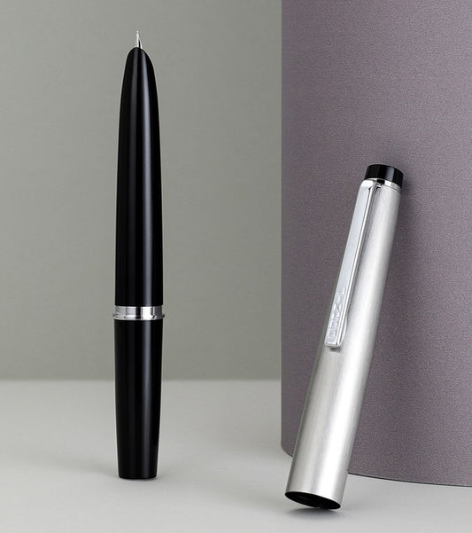 JINHAO 59 Fountain Pen | Vintage Pocket Pen for Business & Daily Writing | 118mm Silver