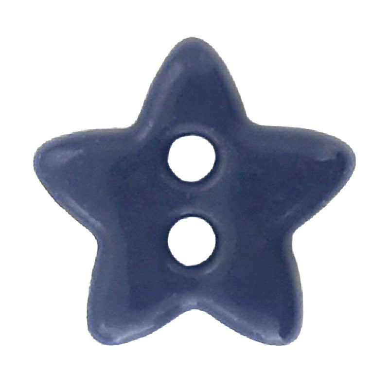 Dark blue five-point star ceramic button, two holes