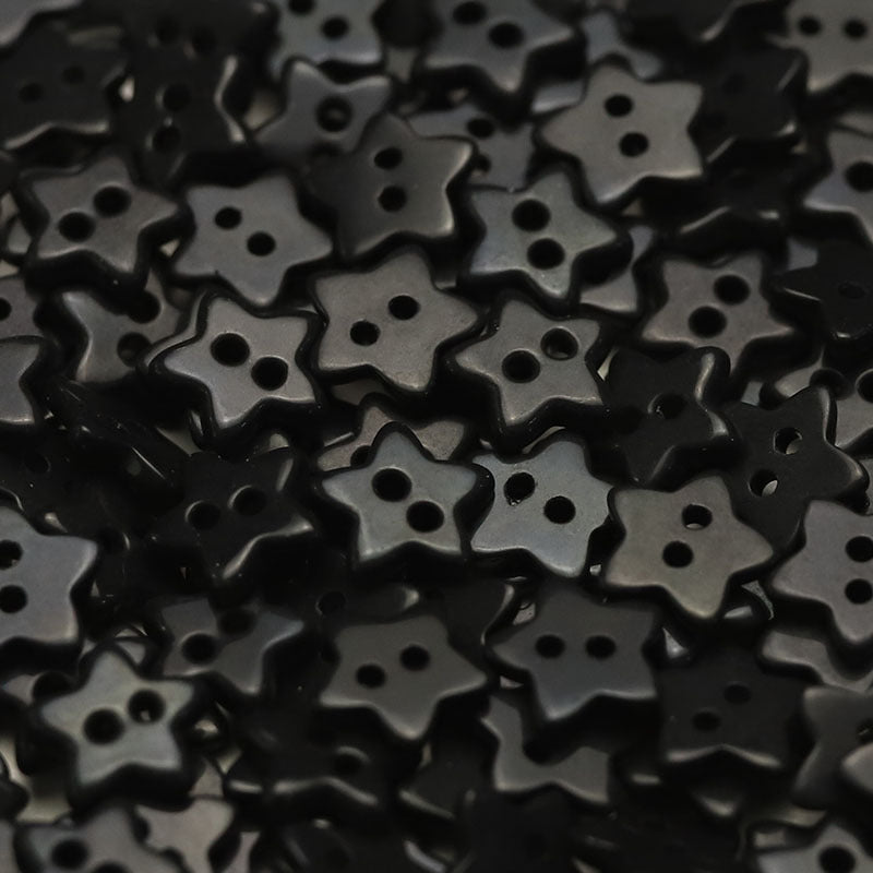 Black five-point star ceramic buttons with two holes