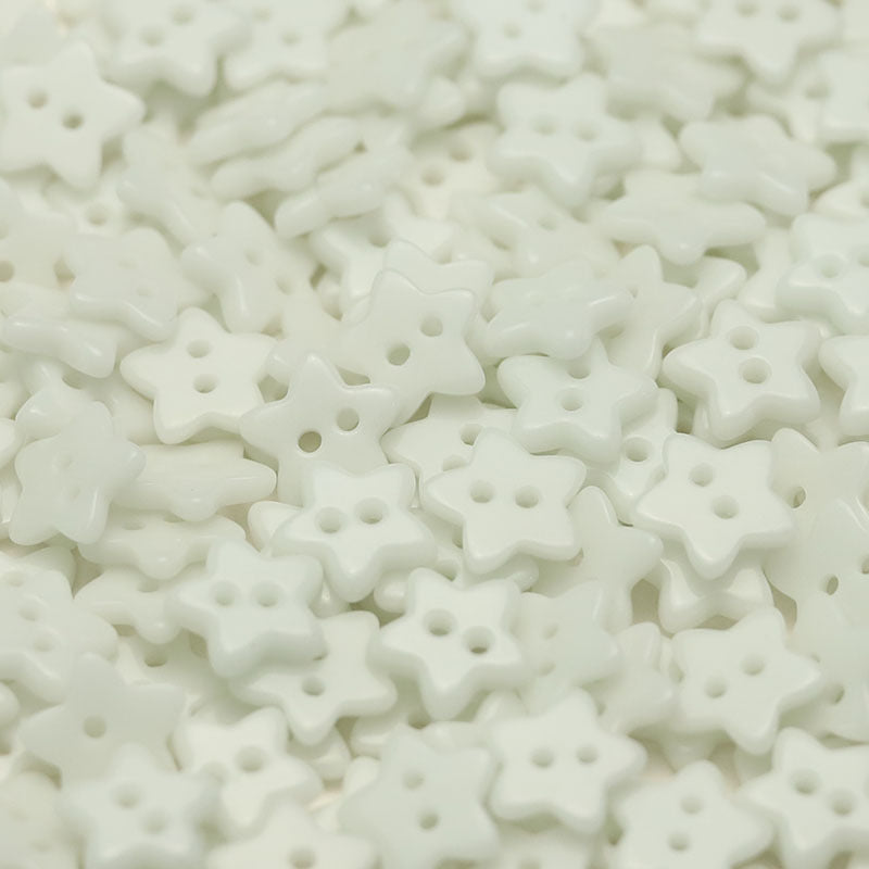 White five-point star ceramic buttons with two holes