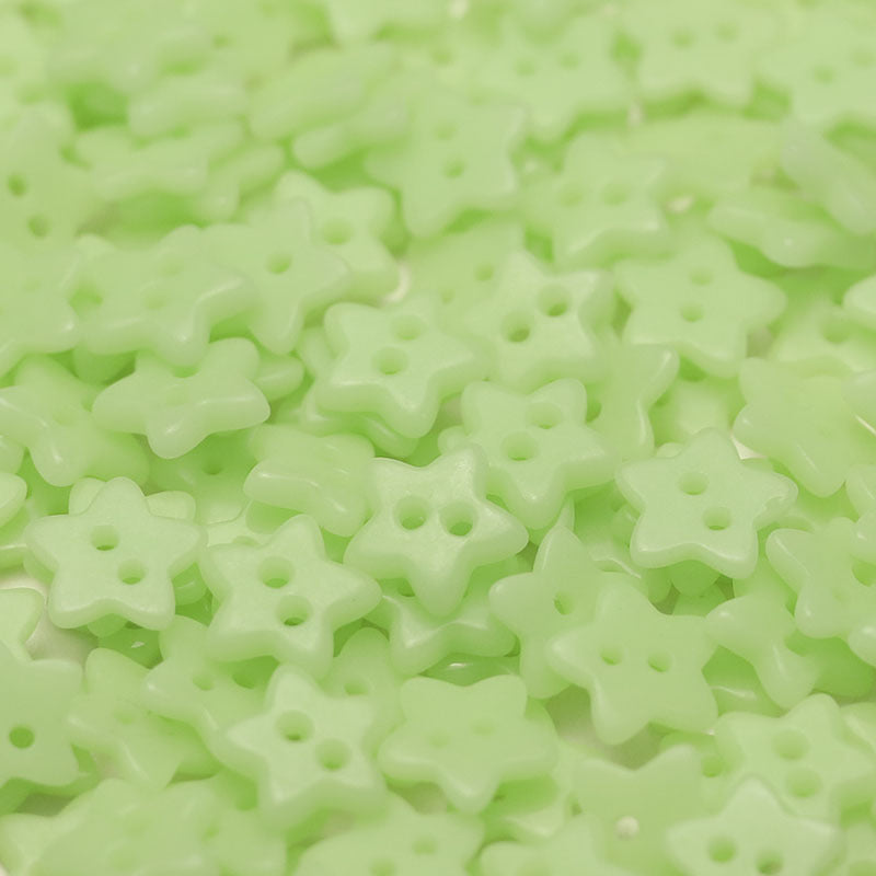 Light green five-point star ceramic buttons, each with two holes