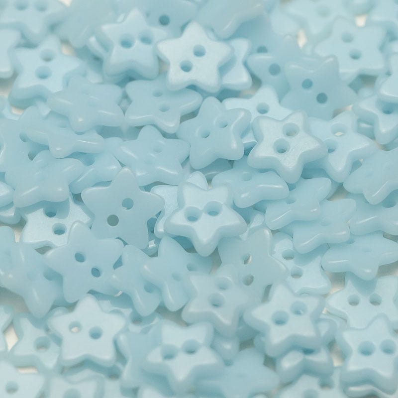 Sky blue five-point star ceramic buttons with two holes