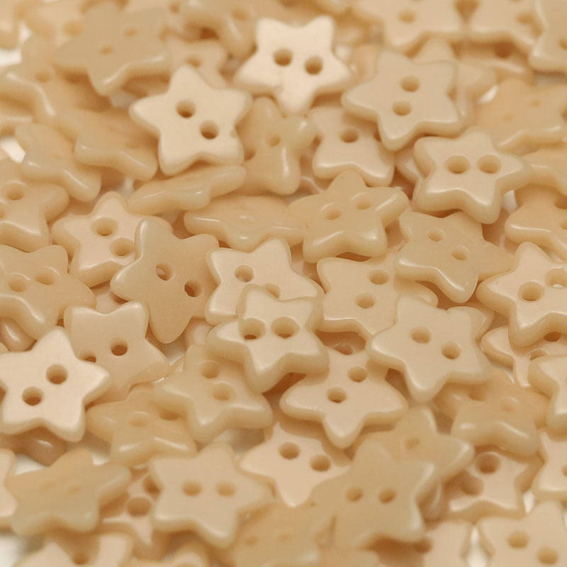 Ceramic star buttons, 12mm, two-hole, light beige, 55-pack