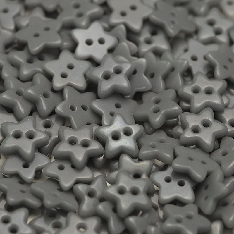 Light gray five-point star ceramic buttons, two-hole design