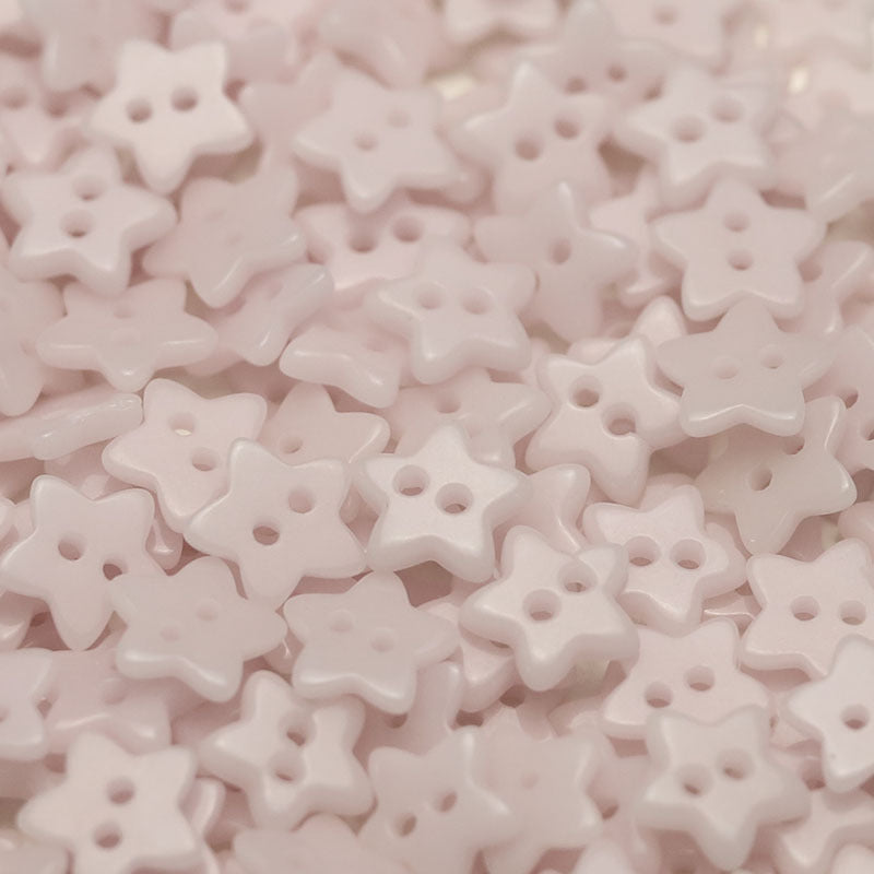 Ceramic star buttons, 12mm, two-hole, pale pink, 55-pack