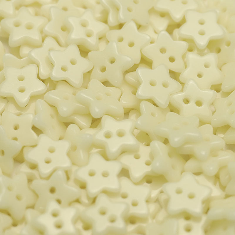 Cream five-point star ceramic buttons with two holes