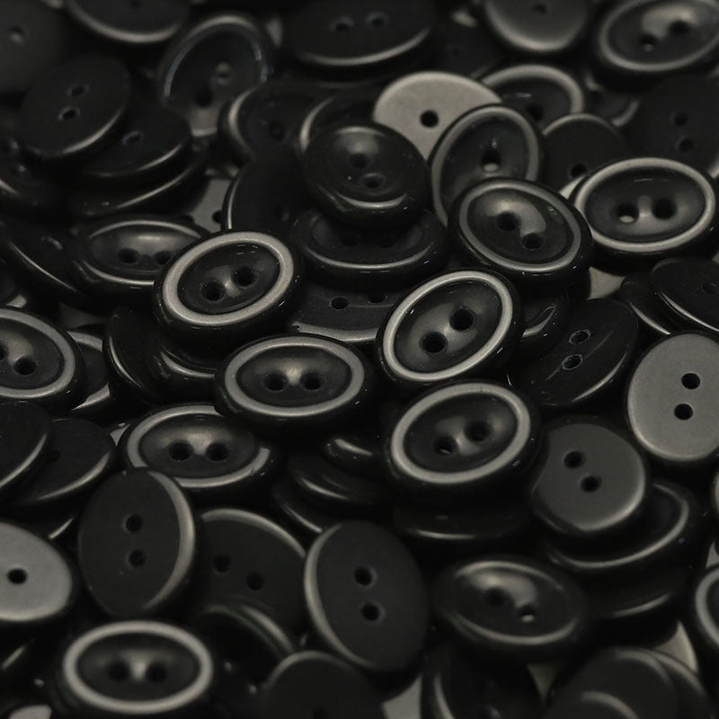 Ceramic round button, 2-hole, dark gray macaroon color