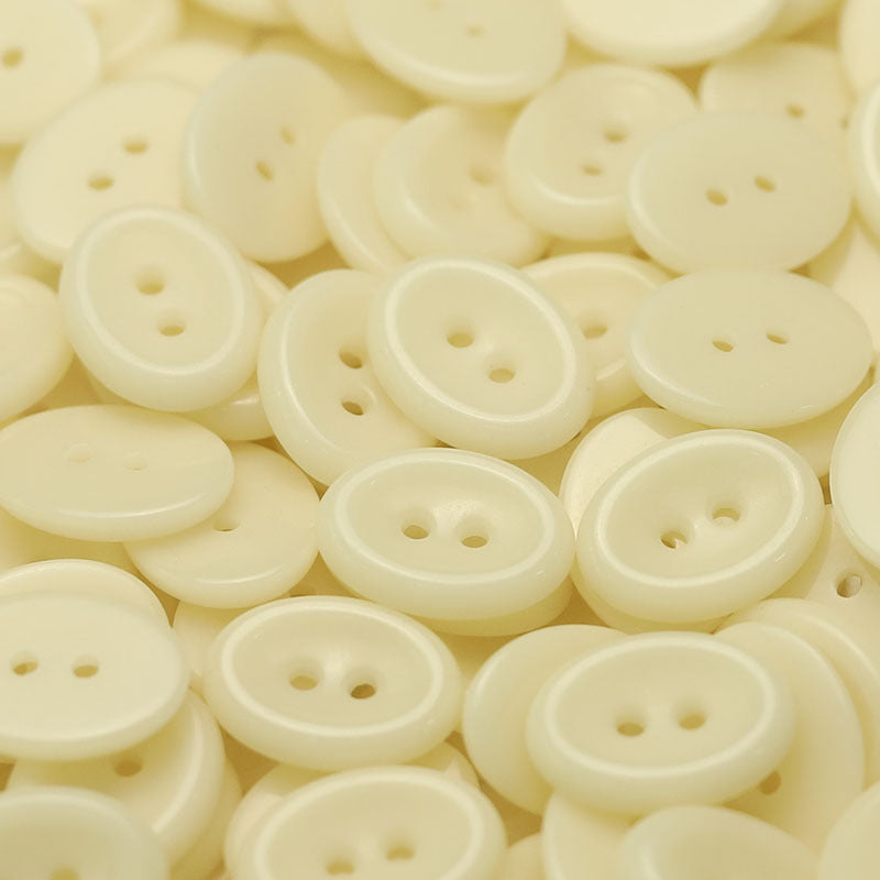 Ceramic round button, 2-hole, pale yellow macaroon color