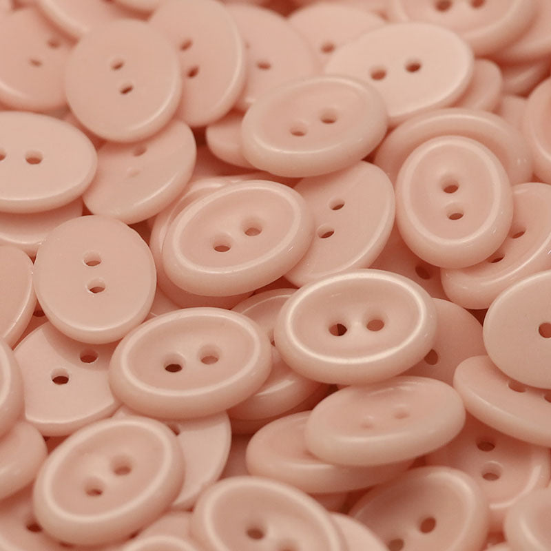 Ceramic round button, 2-hole, peach-pink macaroon color