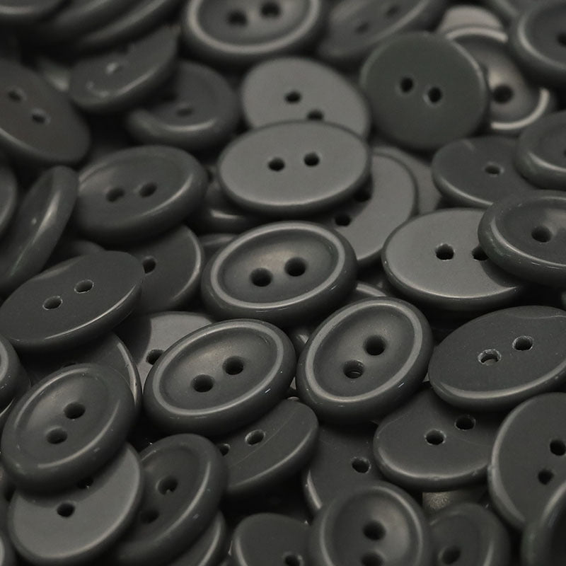 Ceramic round button, 2-hole, charcoal gray macaroon color