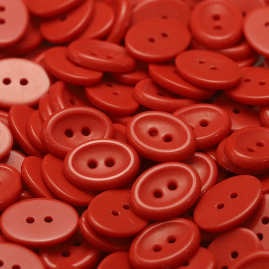 Ceramic round button, 2-hole, red macaroon color