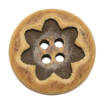 Natürliche Holzknöpfe mit floralen Mustern, rund-oval, 4 Löcher