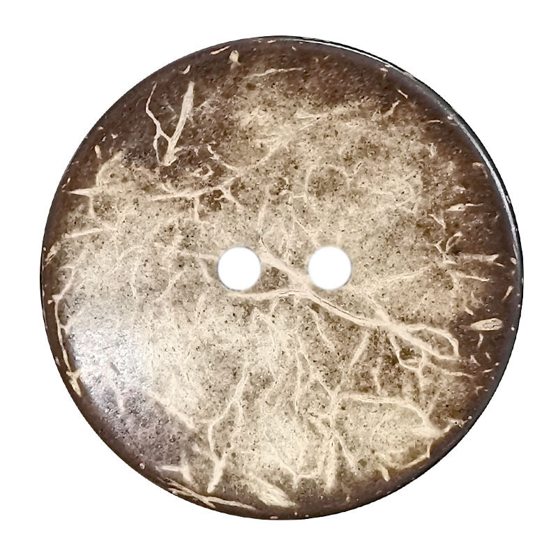 Natural flat coconut 2-hole button, dark brown and beige with two holes