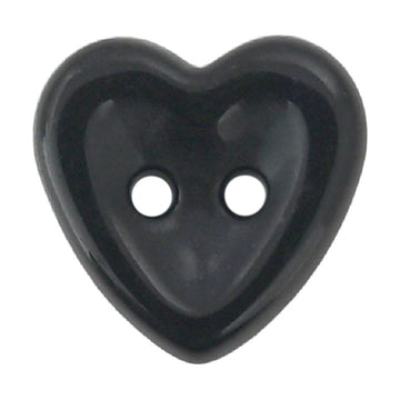 Heart-shaped ceramic button, dark color, 2-hole kidswear button