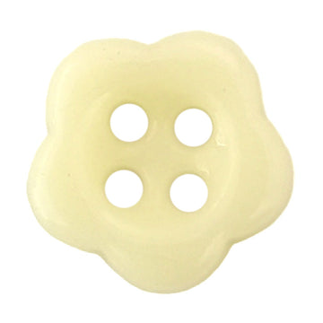 12.5mm flower-shaped ceramic button, cream color, four-hole design