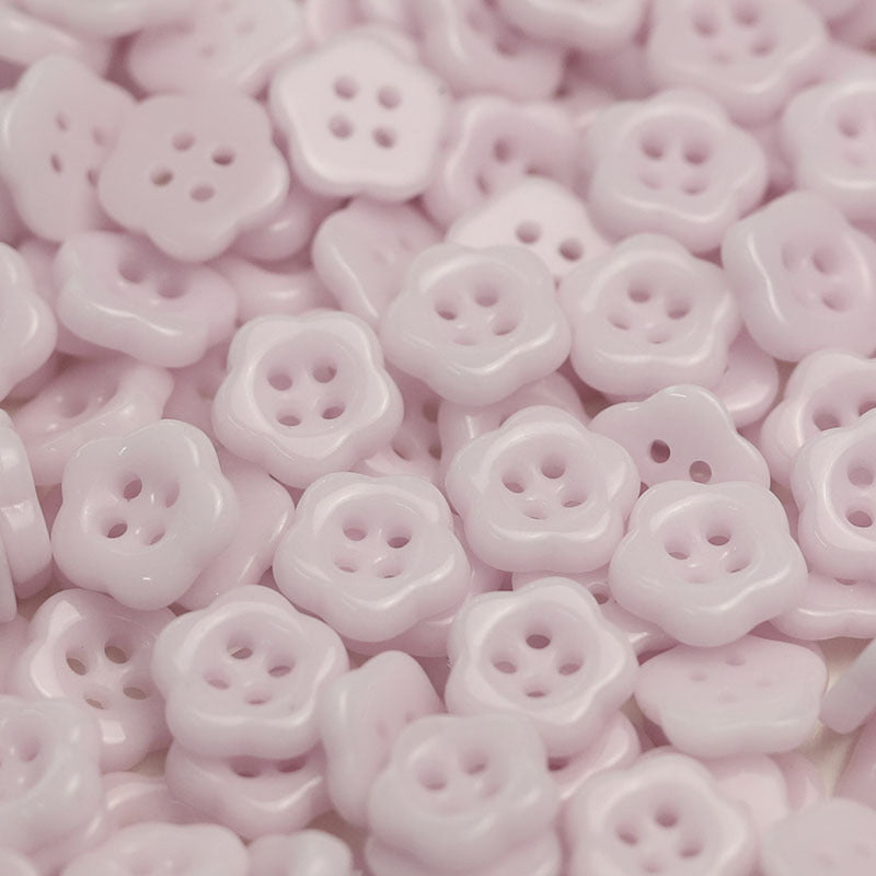 Plum blossom pink ceramic 4-hole buttons, flower design—pack of 50