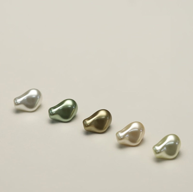 Set of resin pearl peanut buttons, mixed colors with metal loop shanks