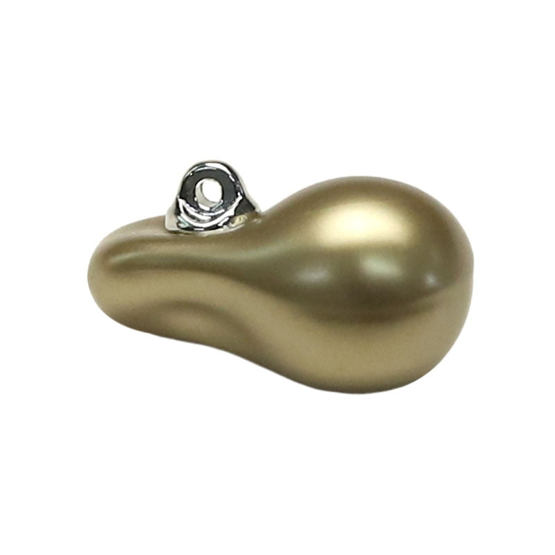 Resin pearl peanut button, metallic green with silver loop shank