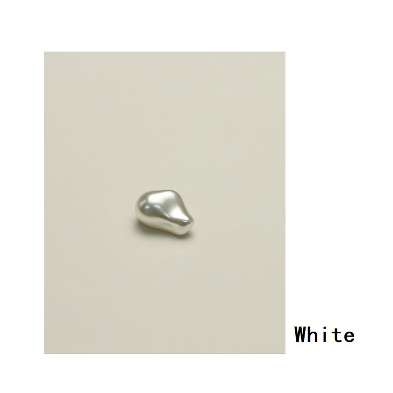White resin pearl peanut button with silver loop shank