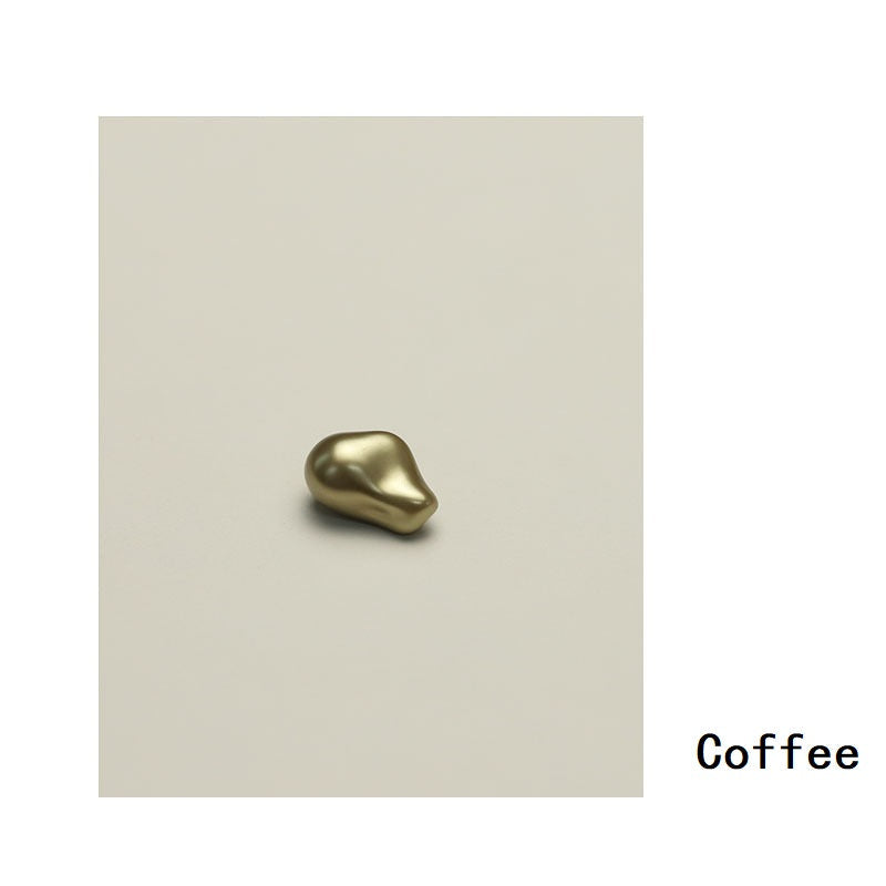 Coffee resin pearl peanut button with silver loop shank