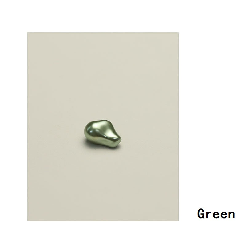 Green resin pearl peanut button with silver loop shank
