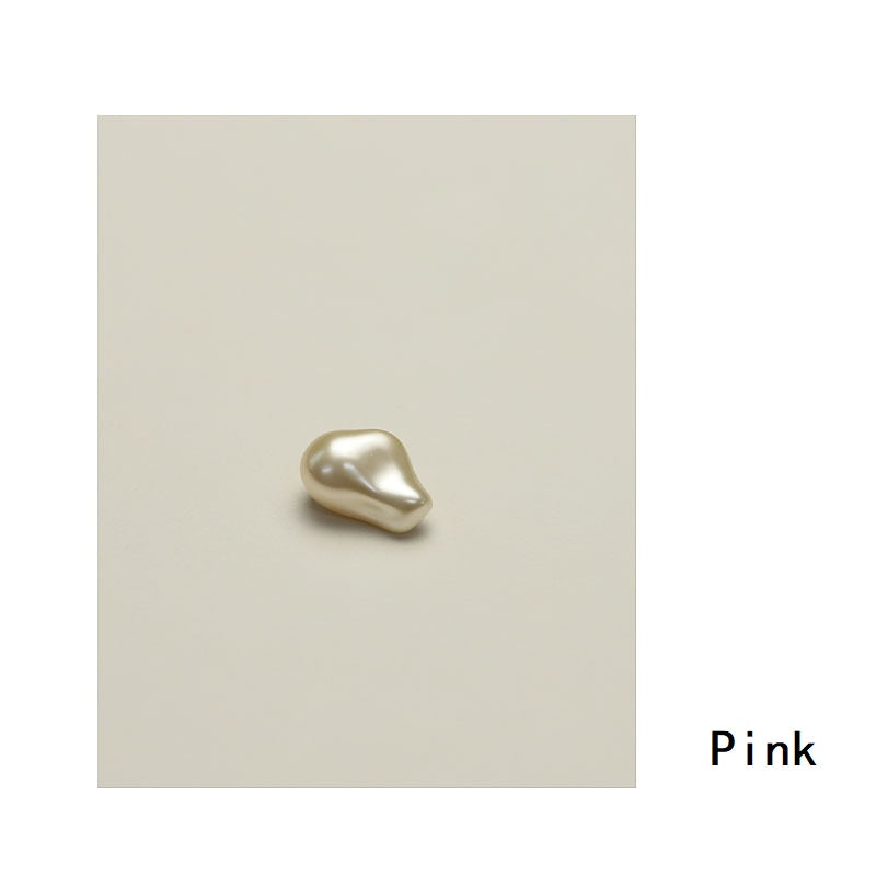 Pink resin pearl peanut button with silver loop shank