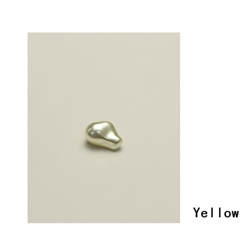 Yellow resin pearl peanut button with silver loop shank