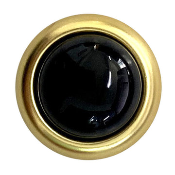Golden agate-style bead clothing button with black center and gold rim