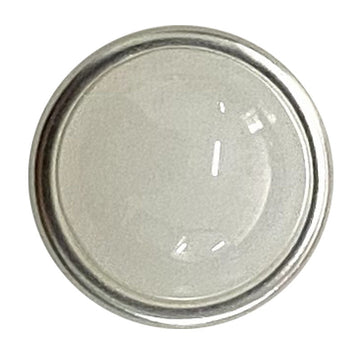10mm silver base jelly alloy button, smooth gray front and metallic rim