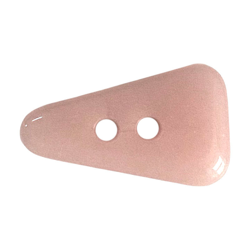 Mauve triangular two-hole ceramic button, 21 mm