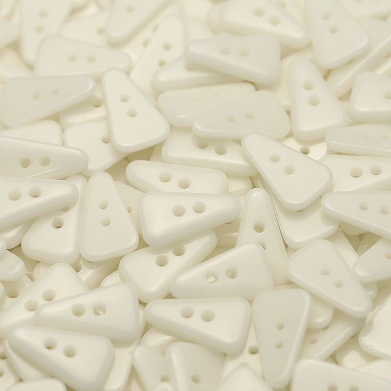 White triangular buttons with two holes