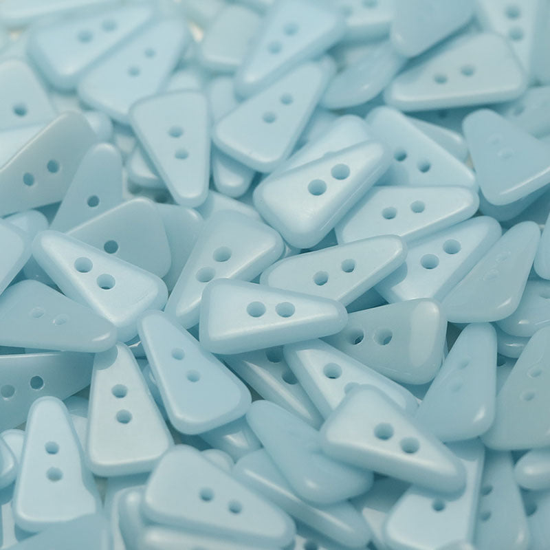 Light blue triangular buttons with two holes