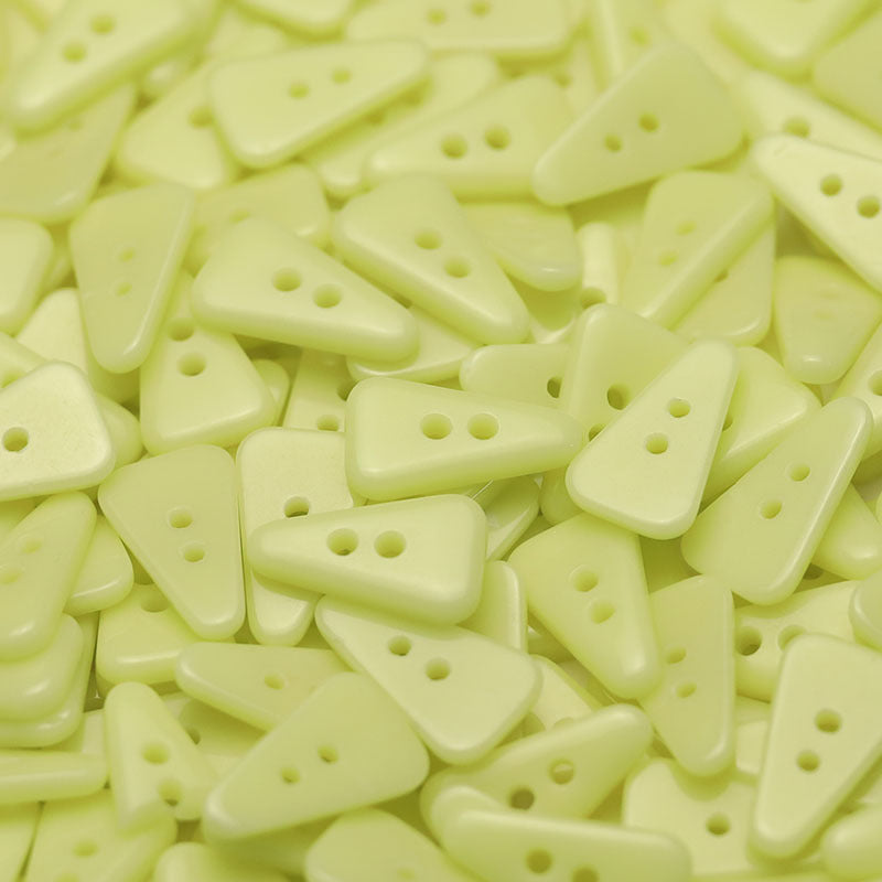 Light green triangular buttons with two holes