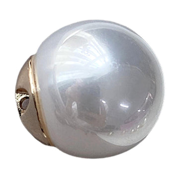 White glossy pearl shirt button with gold-tone metal base and loop hole