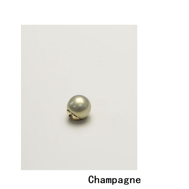 Champagne glossy pearl shirt button with gold-tone metal base and loop hole