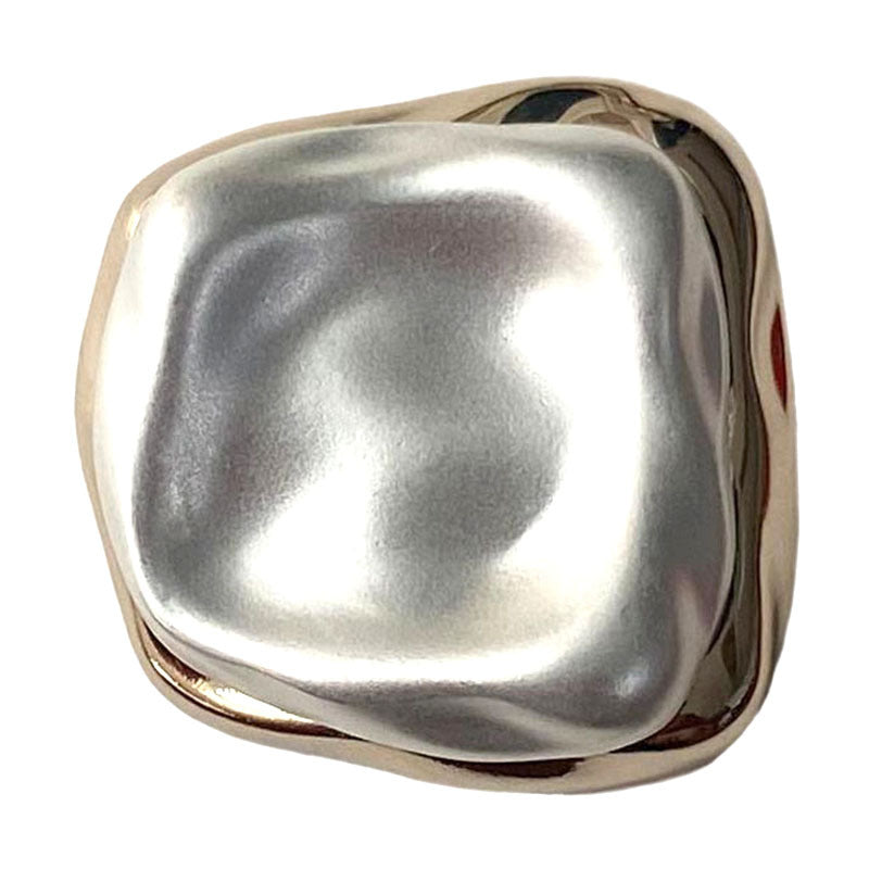 Square textured metal button, Gold White finish, 18–25 mm