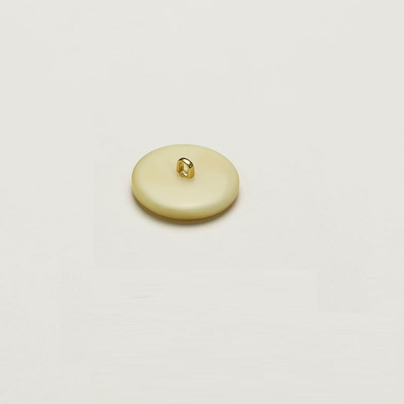 Light beige/cream Chinese-style metal button, round front with gold shank