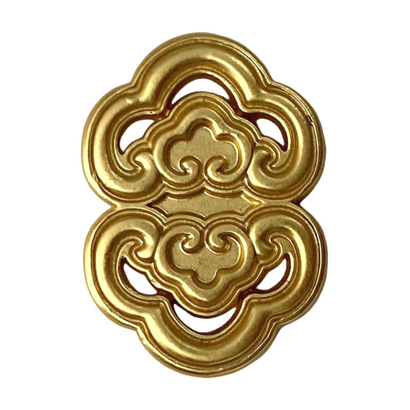 Gold Chinese cloud & ruyi metal button with ornate cutout pattern