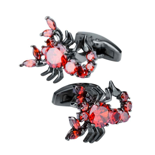 Unique Red Zircon Scorpion Cufflinks for Men